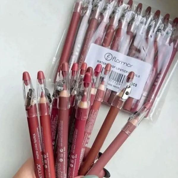 FLORMAR MATTE LIPSTICK PENCIL RECOMMENDED BY TOP BEAUTY INFLUENCERS (Pack of 12Pcs)