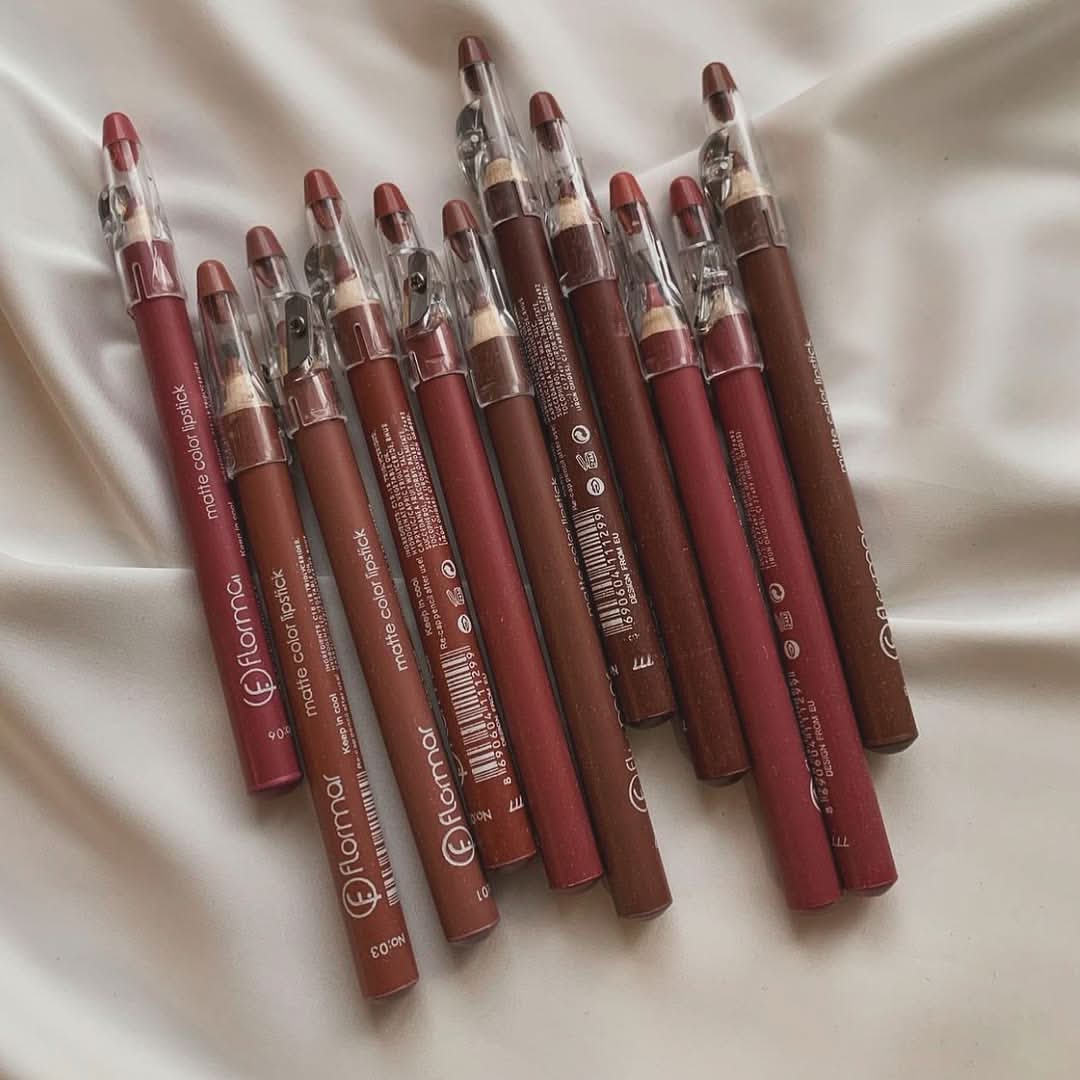 FLORMAR MATTE LIPSTICK PENCIL RECOMMENDED BY TOP BEAUTY INFLUENCERS (Pack of 12Pcs)