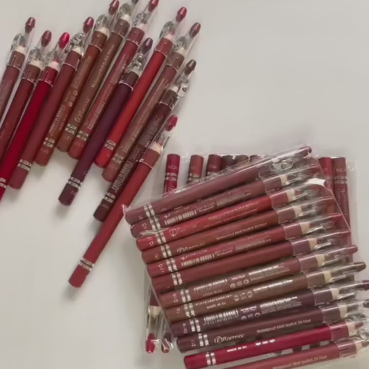 FLORMAR MATTE LIPSTICK PENCIL RECOMMENDED BY TOP BEAUTY INFLUENCERS (Pack of 12Pcs)