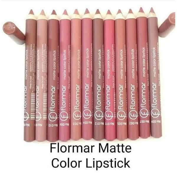 FLORMAR MATTE LIPSTICK PENCIL RECOMMENDED BY TOP BEAUTY INFLUENCERS (Pack of 12Pcs)