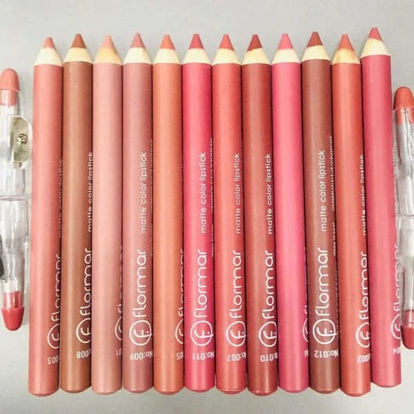 FLORMAR MATTE LIPSTICK PENCIL RECOMMENDED BY TOP BEAUTY INFLUENCERS (Pack of 12Pcs)